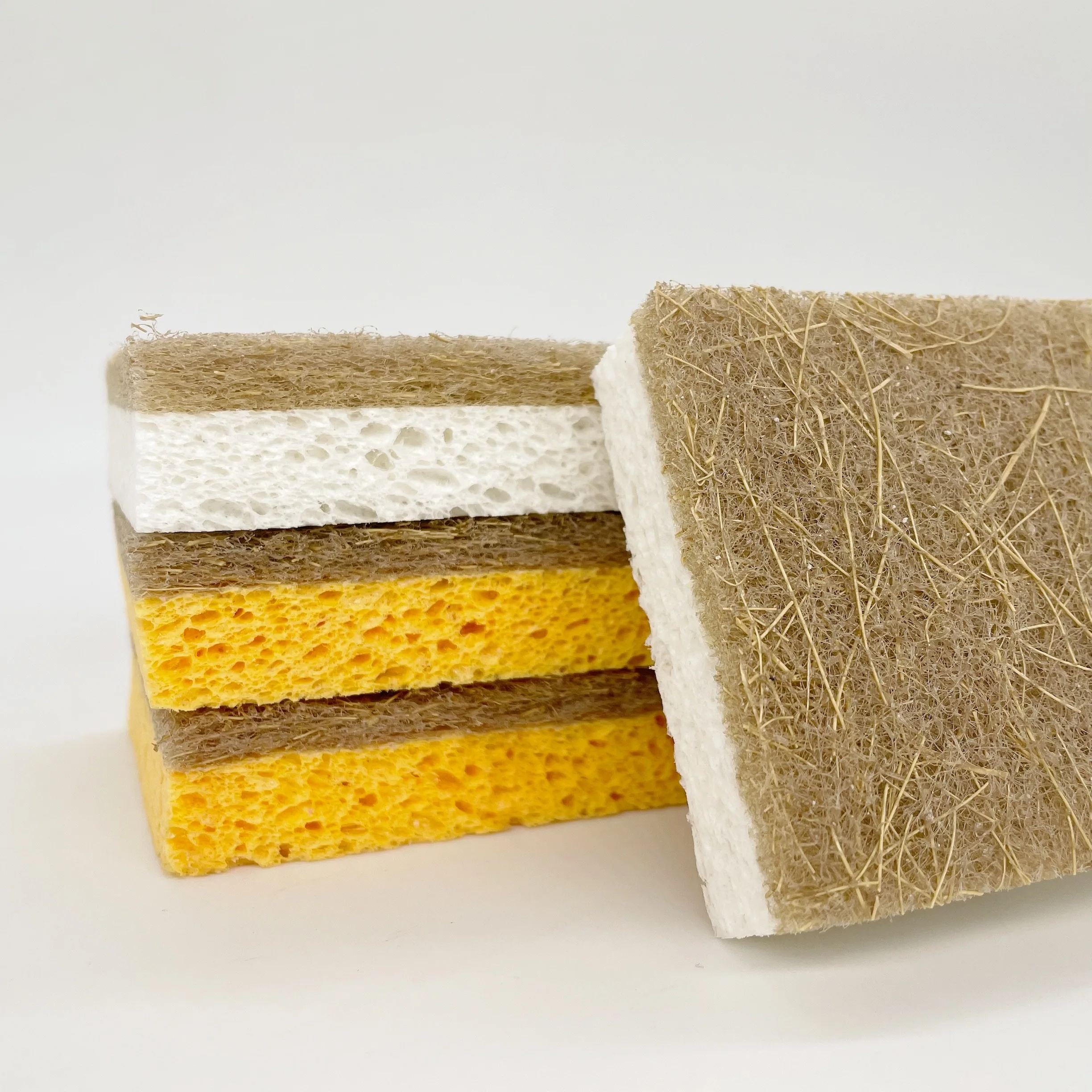 Eco-Friendly Sponge Hemp Plant Based Biodegradable Dish Sponge Customized Packing Paper Box Sisal Cellulose Sponge