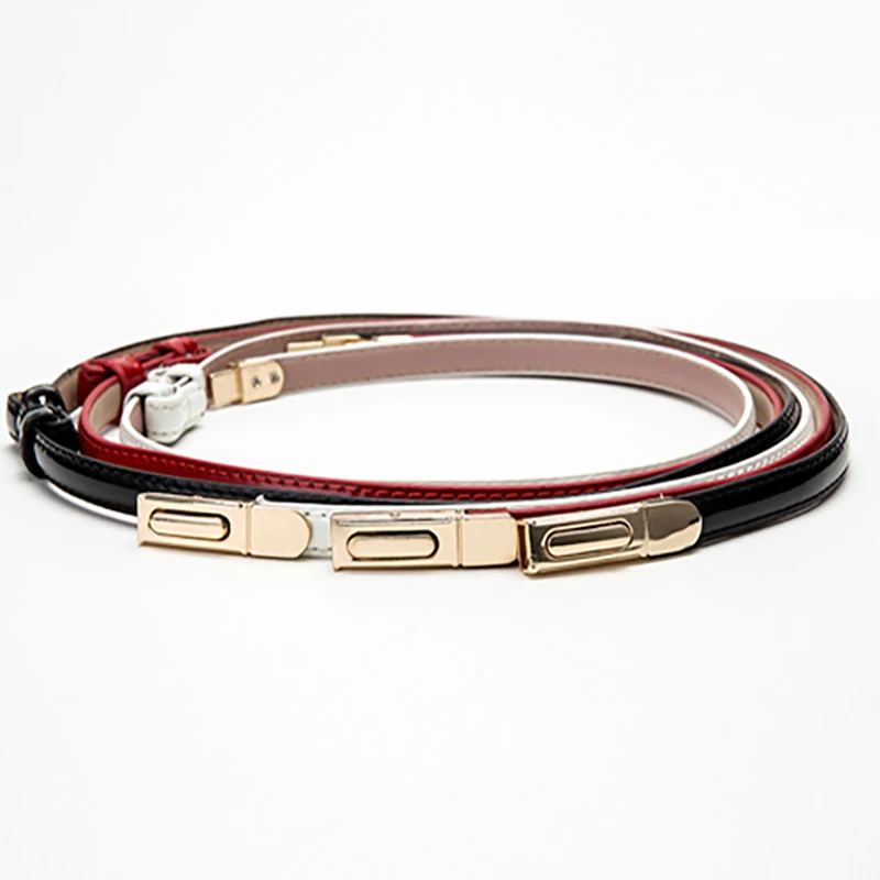 New spot hook patent leather thin belt ladies belt candy color decorative skirt belt buckle simple fashion all-match buckle thin
