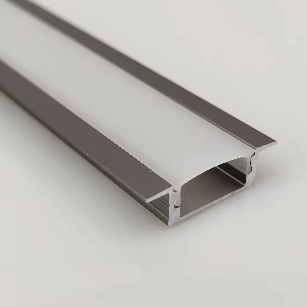 Recessed W17*H6mm 6063 Aluminum LED Light Profile With PC Lampshade Same Color End Caps For Kitchen Cabinets Wardrobes