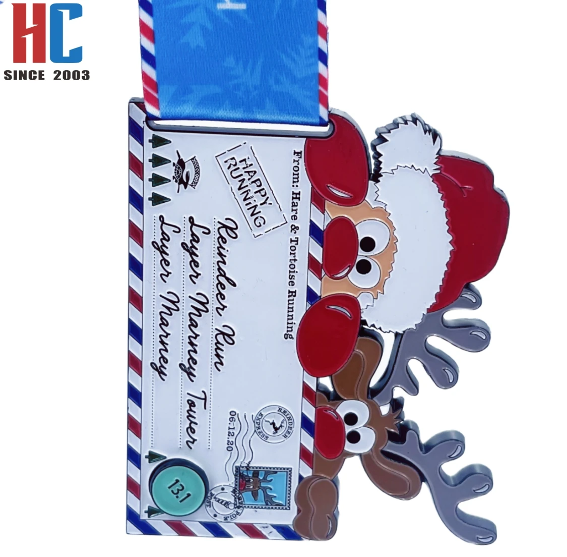 20 Years Factory Custom Christmas Festival Marathon Glitter award Medals For Winner