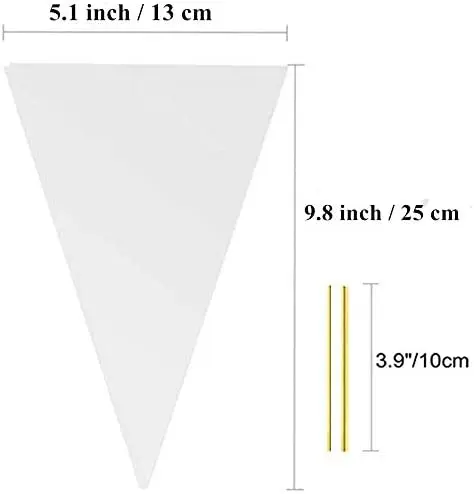 Clear Cellophane Plastic Popcorn Bag Cone Cellophane Bag for Candy