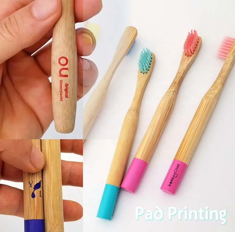 Custom Logo Laser engraving or pad printing on bamboo toothbrush or bamboo tube case