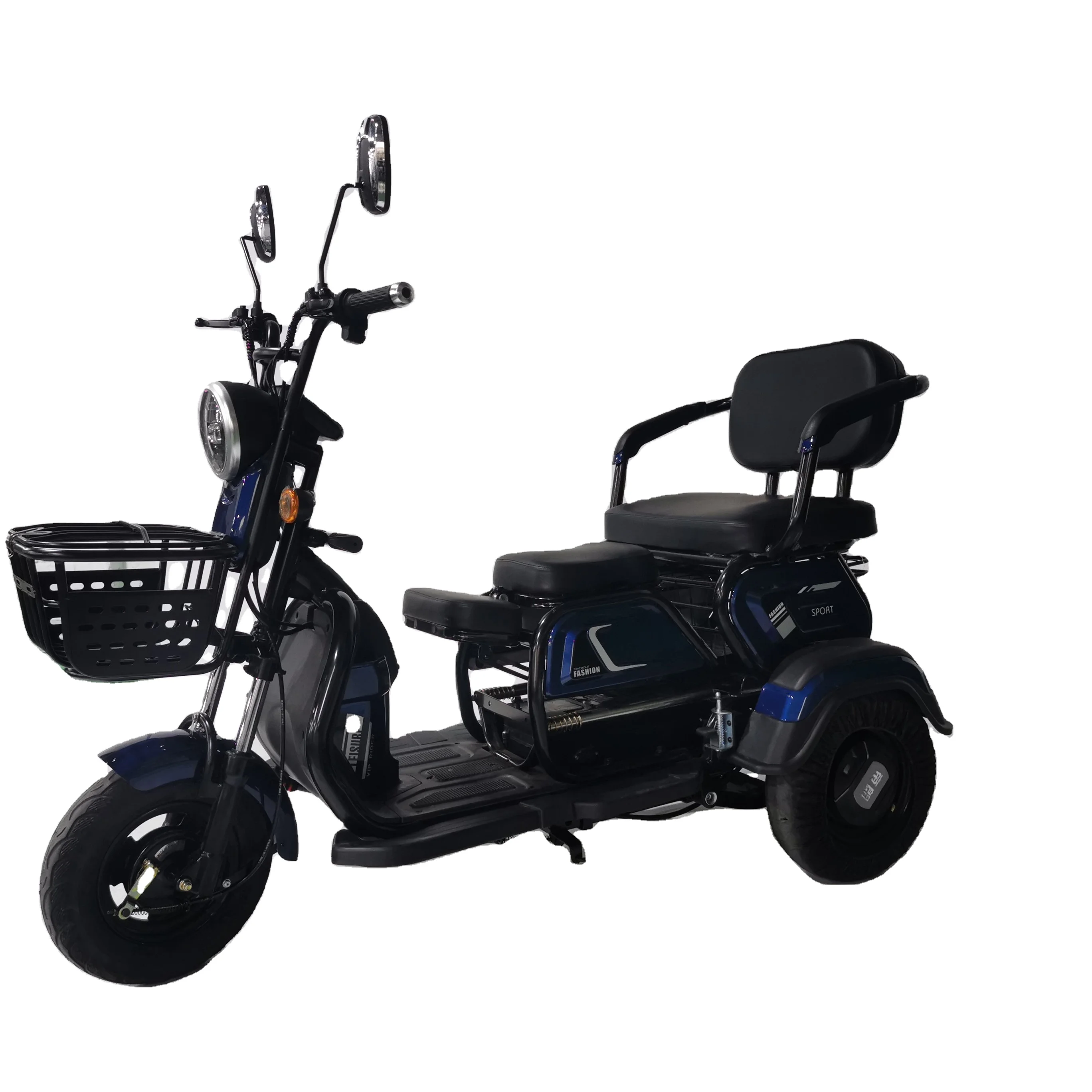  Fashionable adult 500W48V electric tricycle for 3 people with big carrying