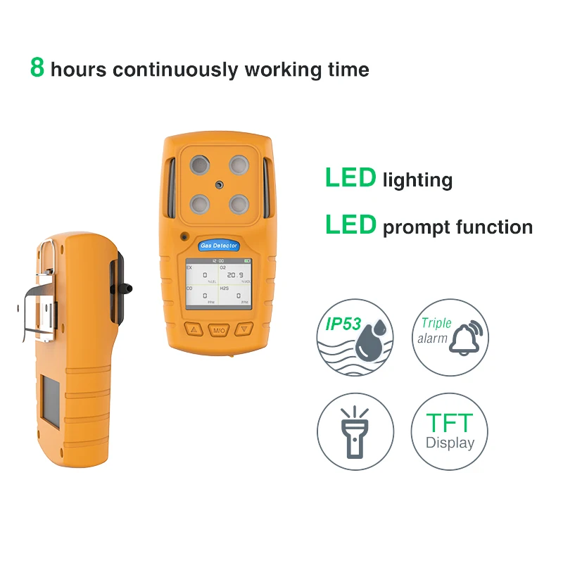 Portable Gas can be customized 4 in 1 multi gas analyzer carbon monoxide sulfur dioxide  hydrogen sulfide detector alarm