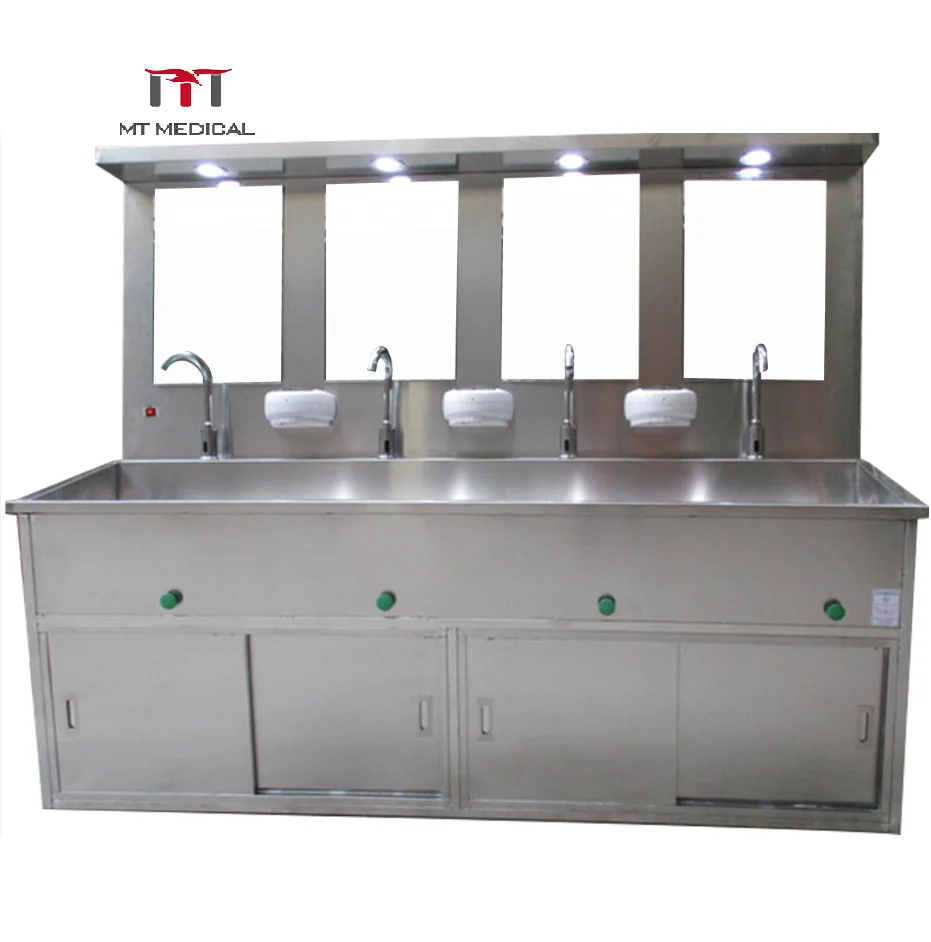 MT MEDICAL Knee Operated 4 Persons Use Wash Basin Surgical Scrub Sink