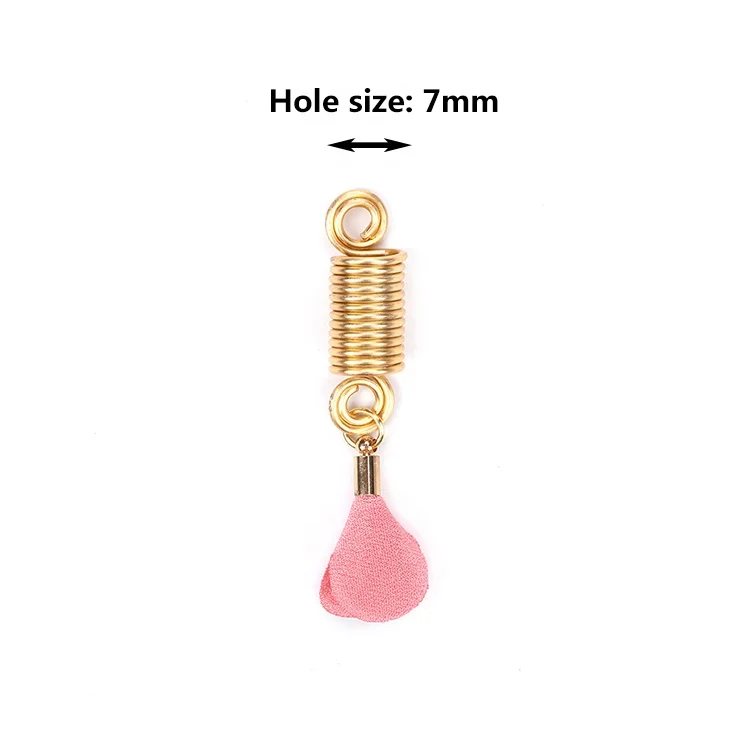 Handmade Loc Jewelry Colorful Twisted Wire Hair Spiral Coil Bead With Flower Charm Pendant