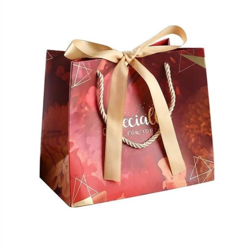 Custom Luxury Cardboard Gift Paper Bag with Logo Personalized Design Wedding Bag for Shopping and Jewelry