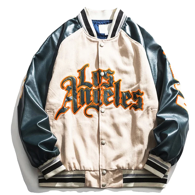 Hip hop varsity embroidered letter college harajuku casual fashion bomber unisex baseball mans jacket