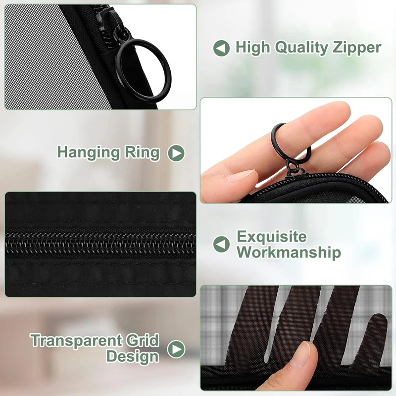 Custom Logo Mesh Makeup Bag Transparent Travel Toiletry Accessories Bag with Zipper Mini Make up Pouch Wash Purse Cosmetic Bags