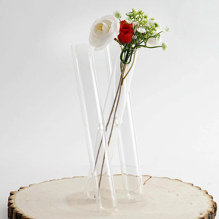 Glass Flower Vase Crystal Tripod Vase Party Decoration 3 Vases In 1 Floral Event Decor