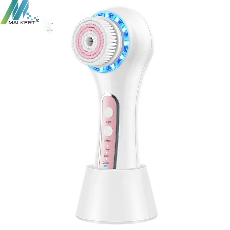 MALKERT Blue Light And Red Light 5 In 1Silicone Face Brush Facial Cleansing Beauty Device