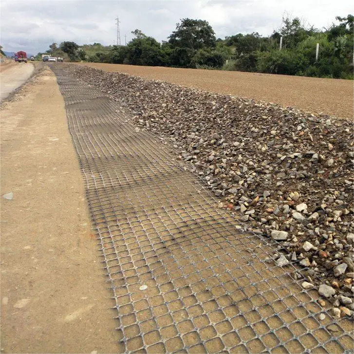 pp PE biaxial  geogrid for base stabilizer of highways municipal roads railways airstrips