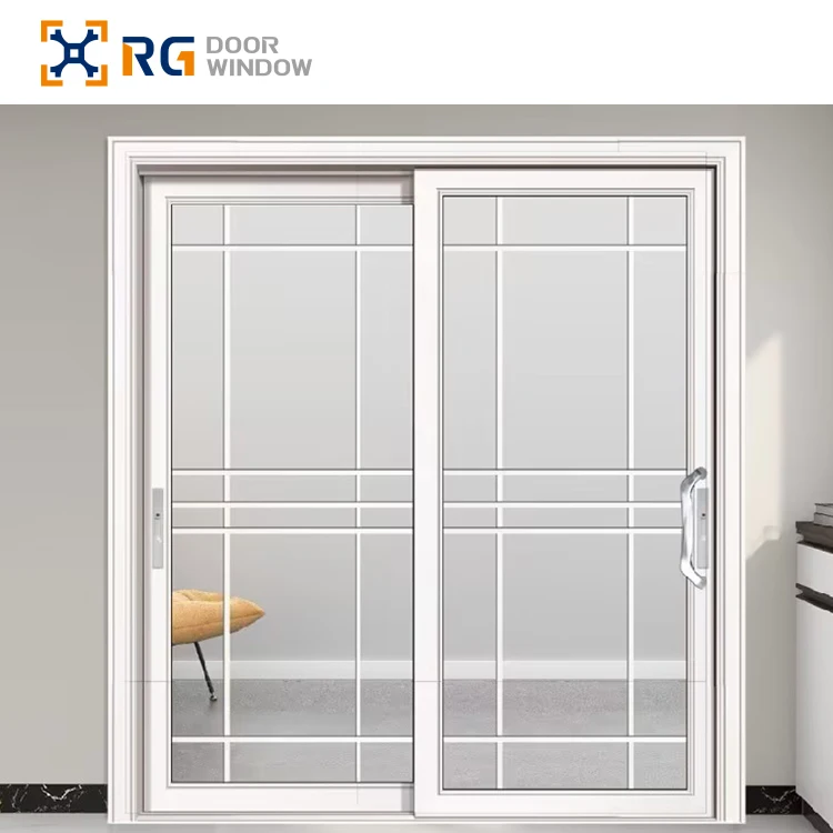 RG110 Factory Custom Sale Double Glazed Aluminum Frame Heat Insulation Casement Stainless Steel Sliding Door