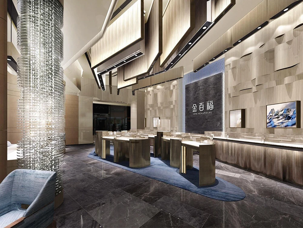 Bespoke Luxury Jewelry Shop Display Kiosk Retail Shopping Mall Display Showcase for Jewellery Jewelry Store interior design