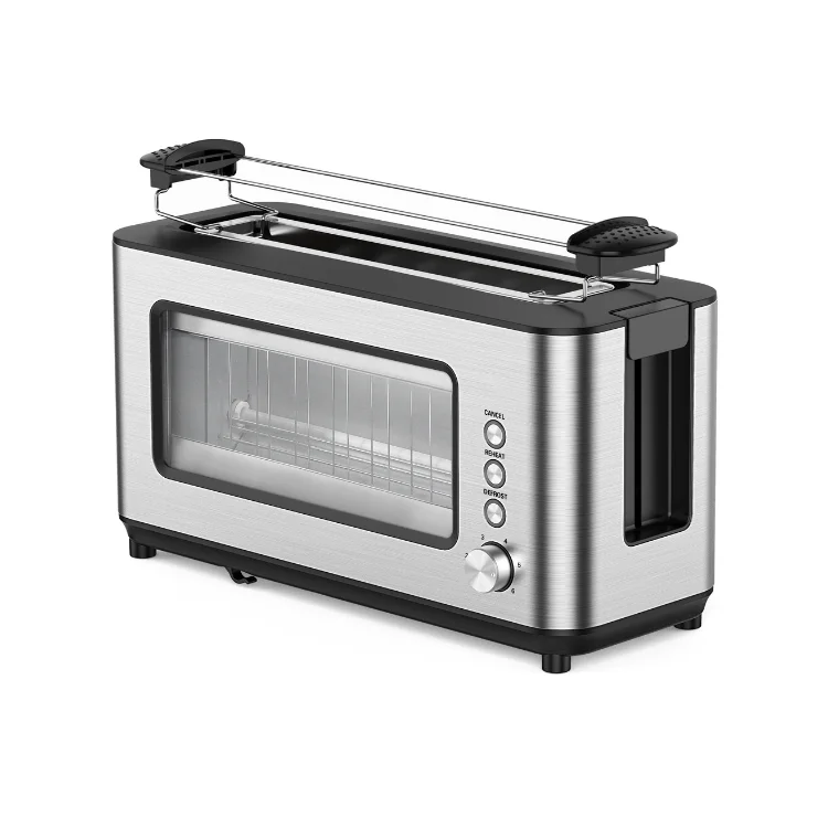 2 Slice Long Slot Digital Toaster with Indicate Light and Viewing Window for Home Use