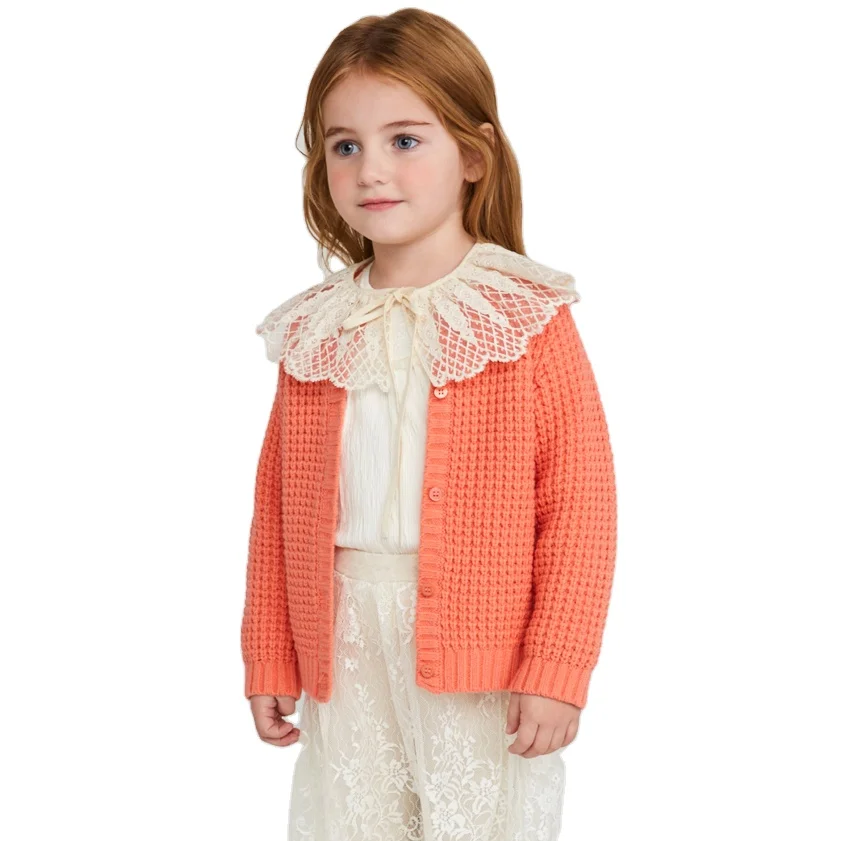 Basic style kids cardigan factory fashionable girls sweater design