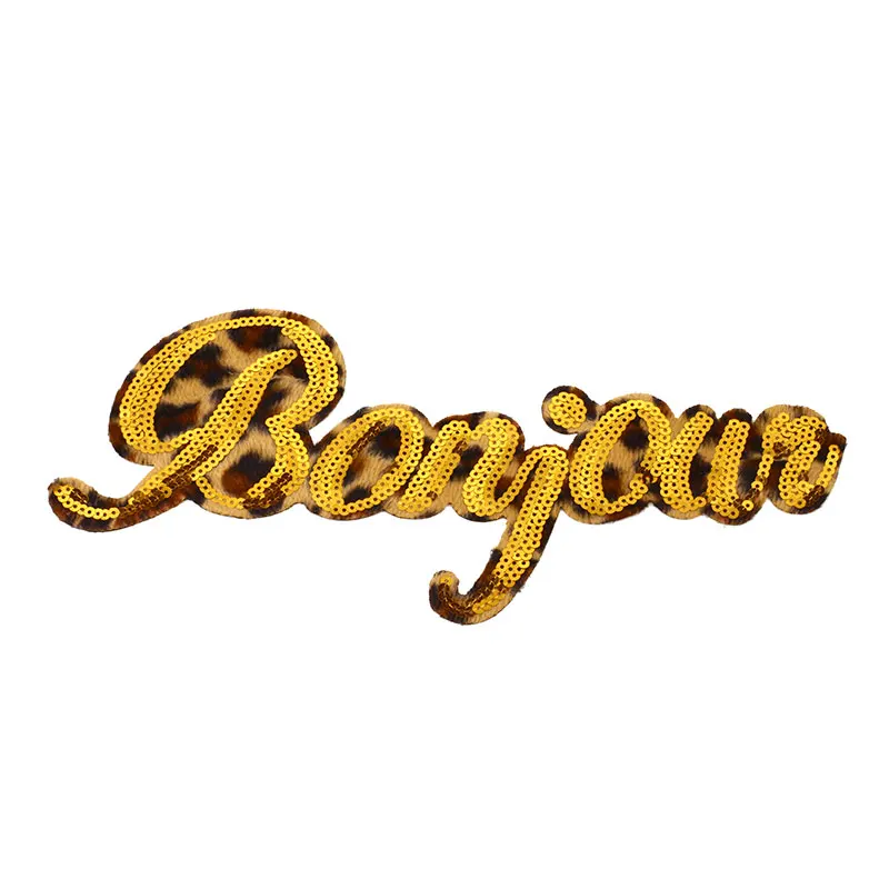 Custom Love Heart Letter Crown Golden Sequin Embroidery Applique Patch For Clothes