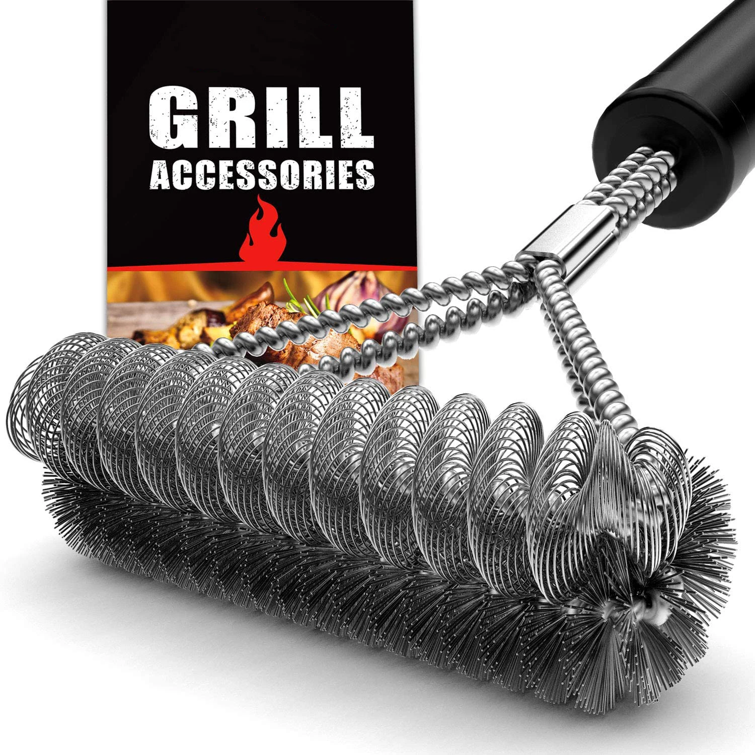 [KOL Goods] Grill Brush and Scraper BBQ Accessories BBQ Brush for Grill Cleaning with Exchangeable Handle