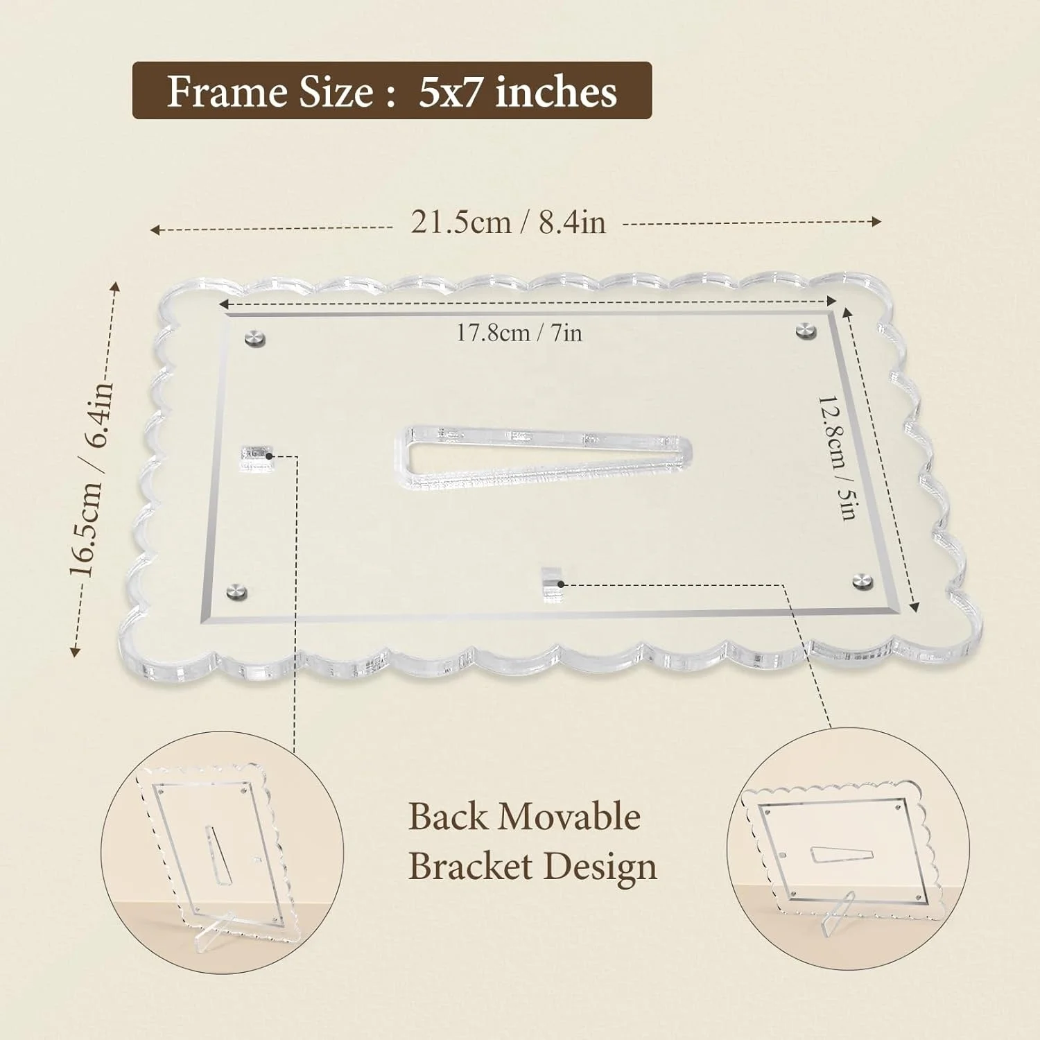 HQ Premium acrylic picture frame magnetic scalloped photo frame 5 x 7 magnetic picture frame desktop display
