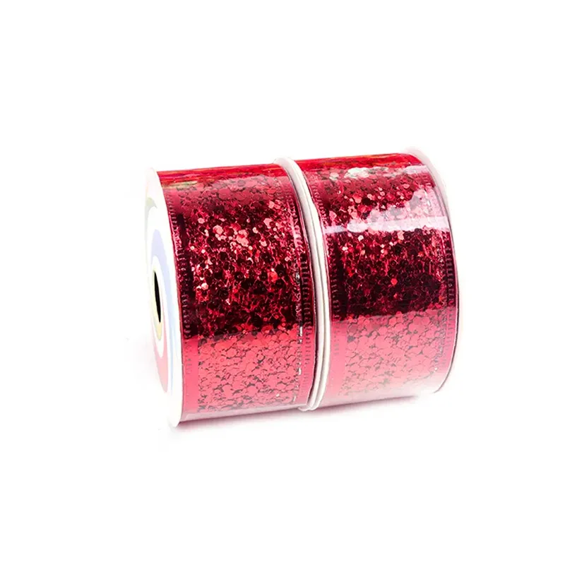 Wholesale 2.5 Inch Wide Christmas Wired Ribbon Snowflake Sheer Glitter Ribbon For Xmas Tree,  Gift Wrapping