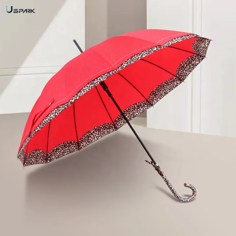 23inch Polka Dot Leopard Lace Superfine Superlight Fashion Straight Umbrella For Women