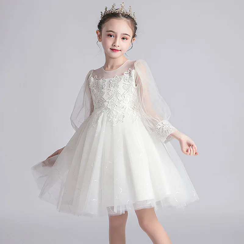 Новинка 2020, летняя юбка-пачка, детская одежда из газовой ткани с длинным рукавом для девочек, дизайнерское вечернее платье