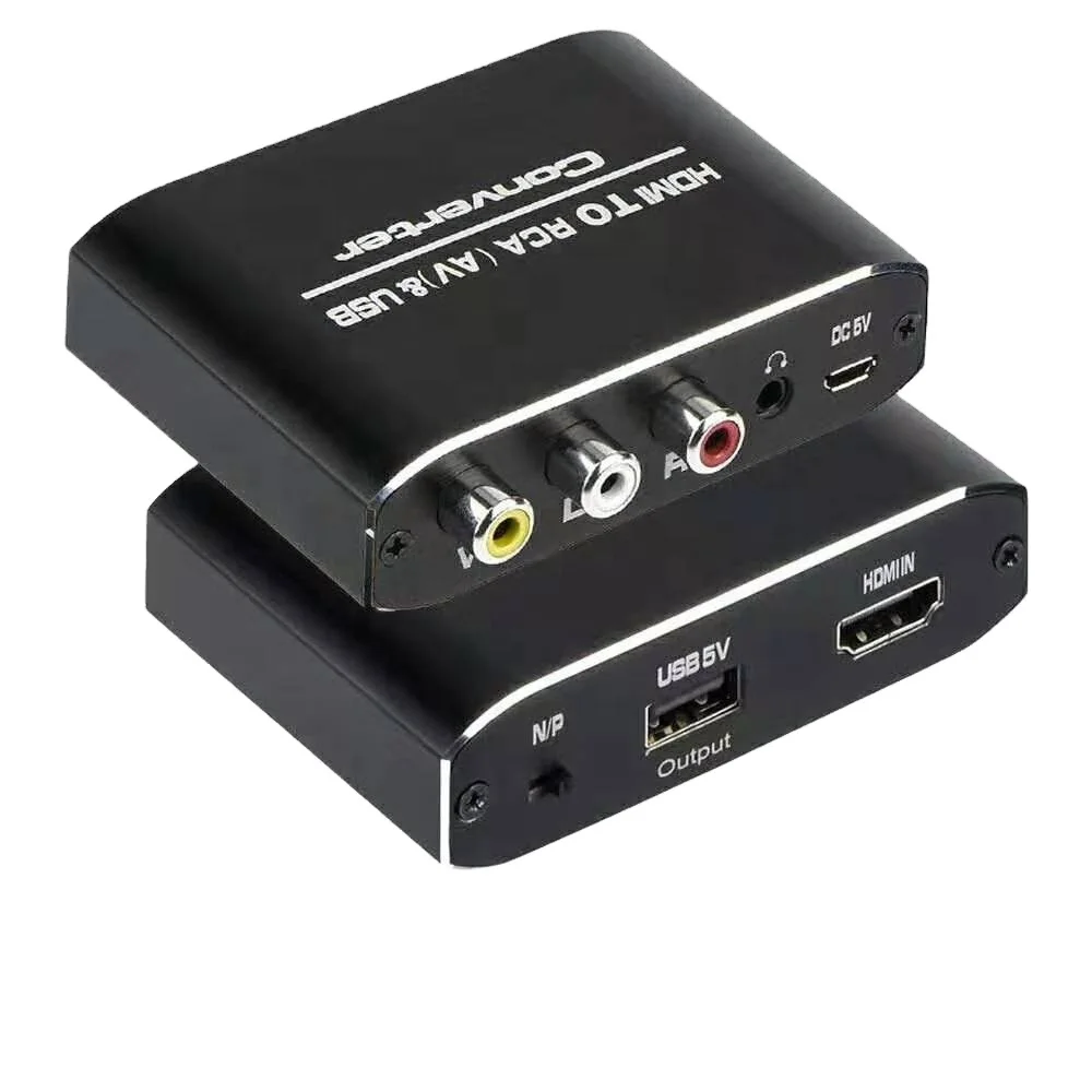 OZV4-1 1080P HDMI to AV 3RCA CVBs Composite Video 3.5mm Aux Audio RCA Converter Adapter Support PAL/NTSC for TV PC Laptop Xbox