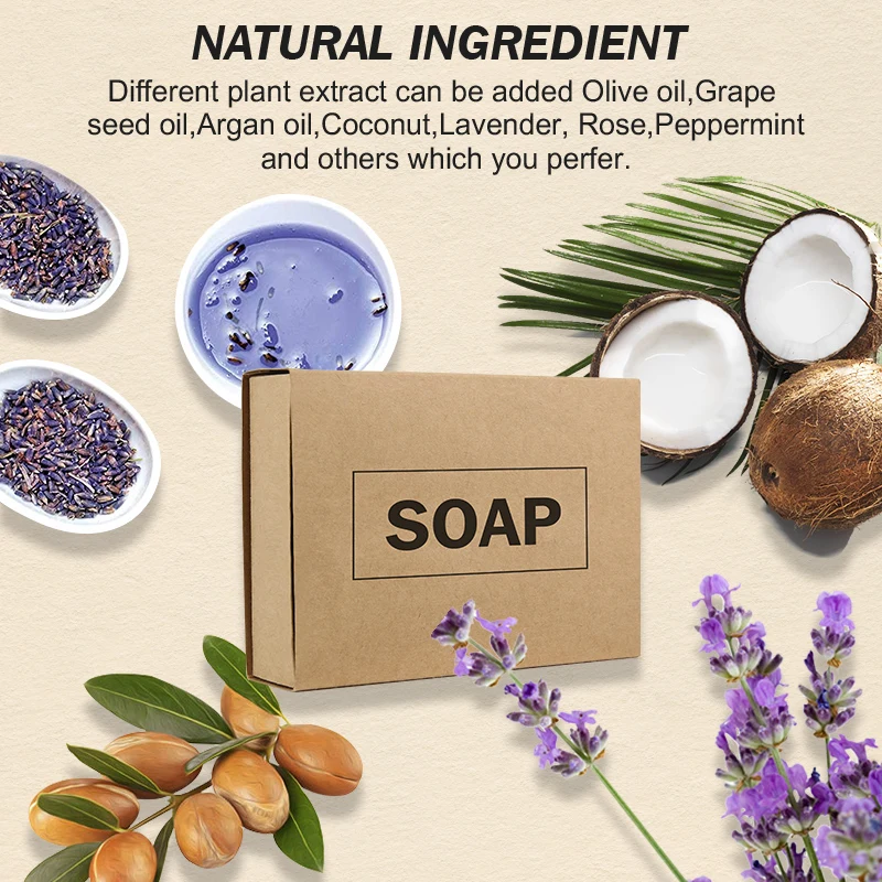Private Label Kraft Paper Box Packed Soap Herbal Cleansing soap for Mite Elimination Kraft Paper Soap