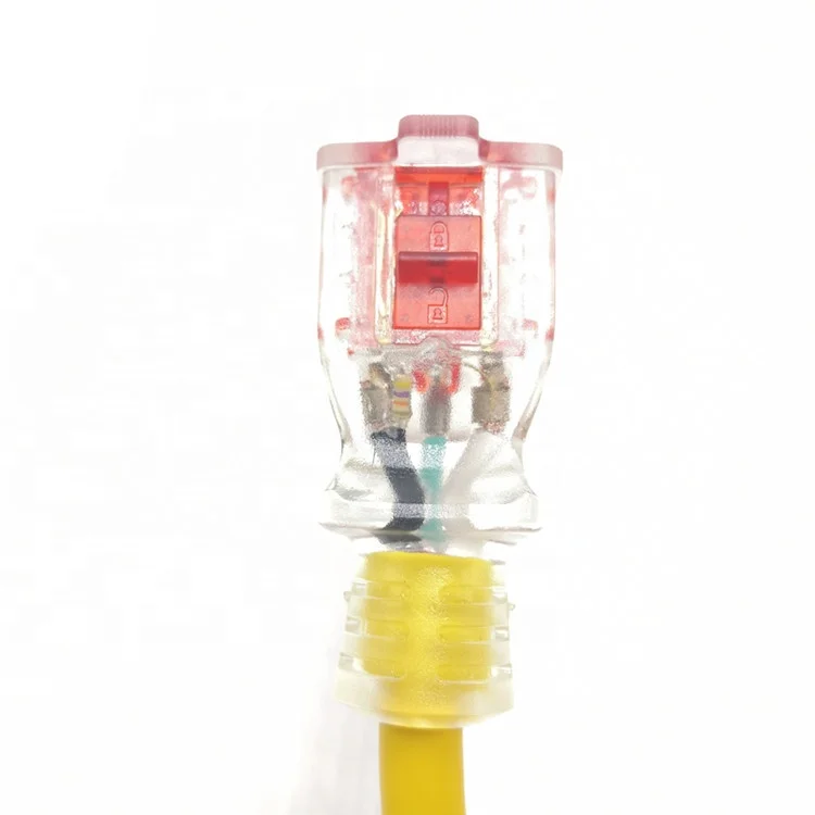 Locking 14/3 Heavy Duty Lighted SJTW Indoor Outdoor Extension Cord Three Prong Power Cord with Lock