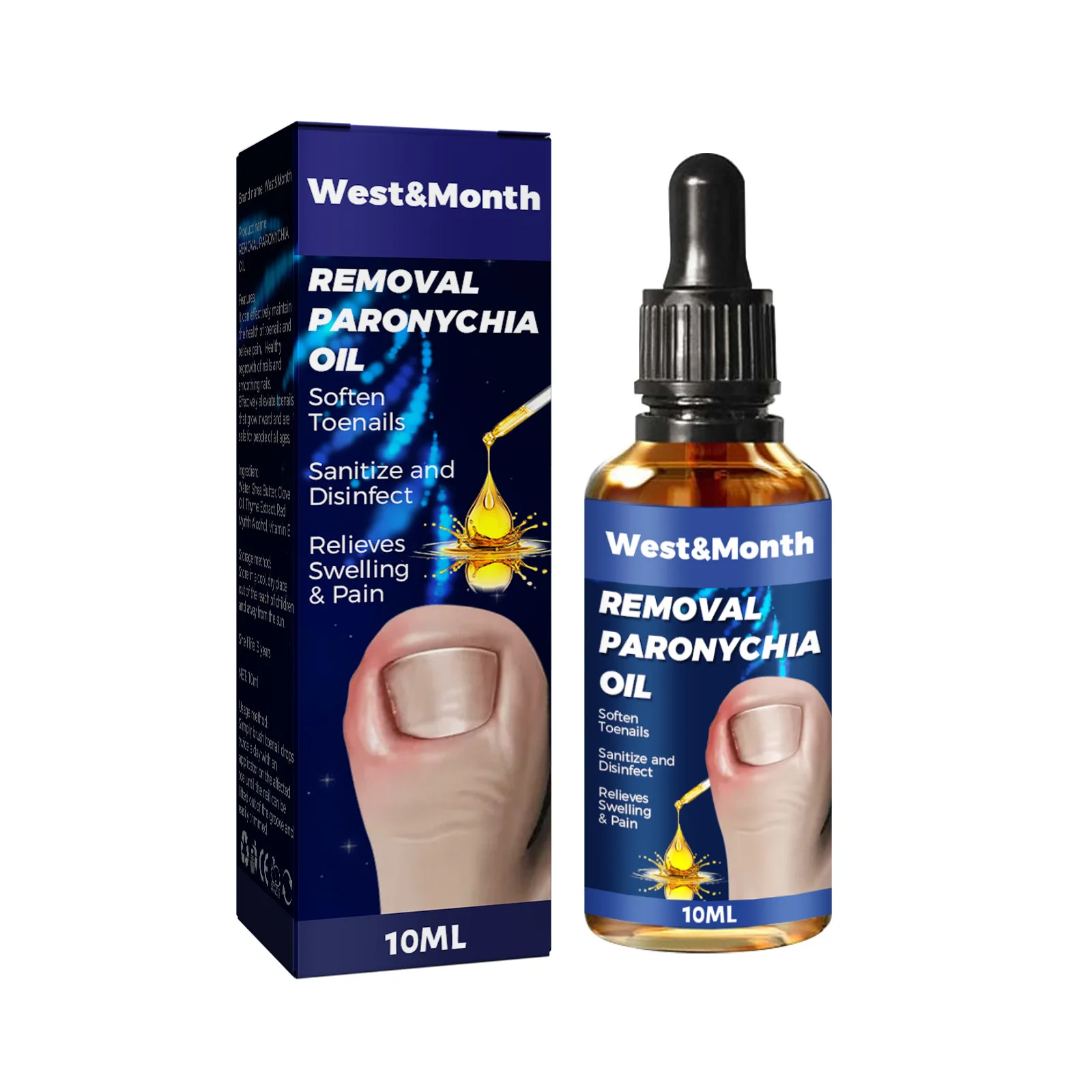 West&Month Extra Strong Toenail or Nail Treatment Repair Solution Nail Renewal Fluid for Damaged and Discolored Nails