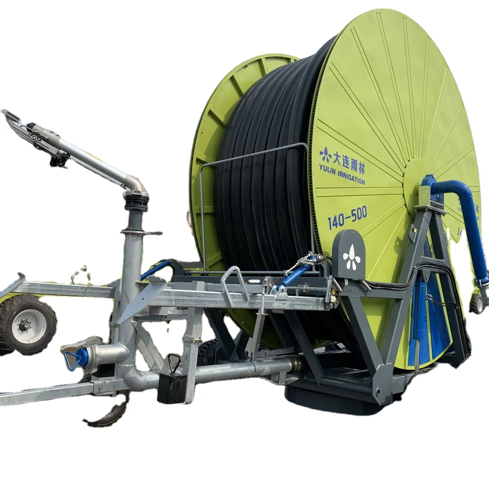 2022 customer   Water  travelling sprinkler  hose reel irrigation machine for small land