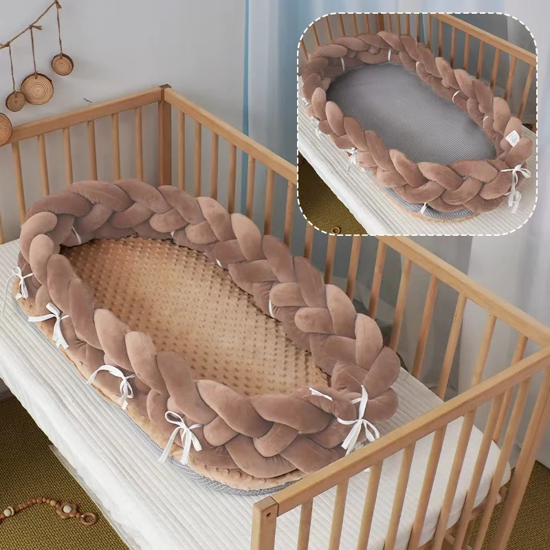 Removable and washable 100% cotton pink blue sleeping newborn baby nest bed bumper for cradle