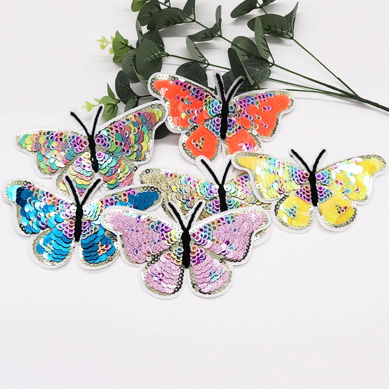 Factory Butterfly Sequins Sew On Iron On Patches For Clothes DIY Decoration T-Shirt Dresses Appliques