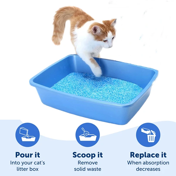 High quality Absorbent Silicone Crystal Cat Litter Highly 1-8mm Granular Dust-Free PH indicator Silica gel arena para gato