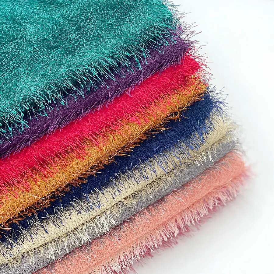 Yemen imperial pine needles velvet women opera cape dress 100% polyester knitting long hair fur fabric