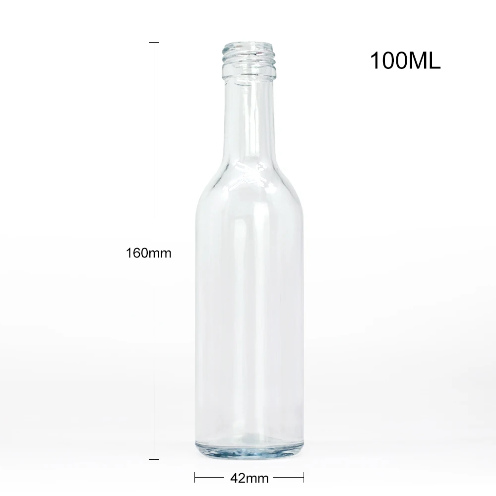 Quality Certification 100ml 300ml Glass Bottle Transparent Fruit Wine Cocktail Vodka Screw Mouth with Aluminum Cap