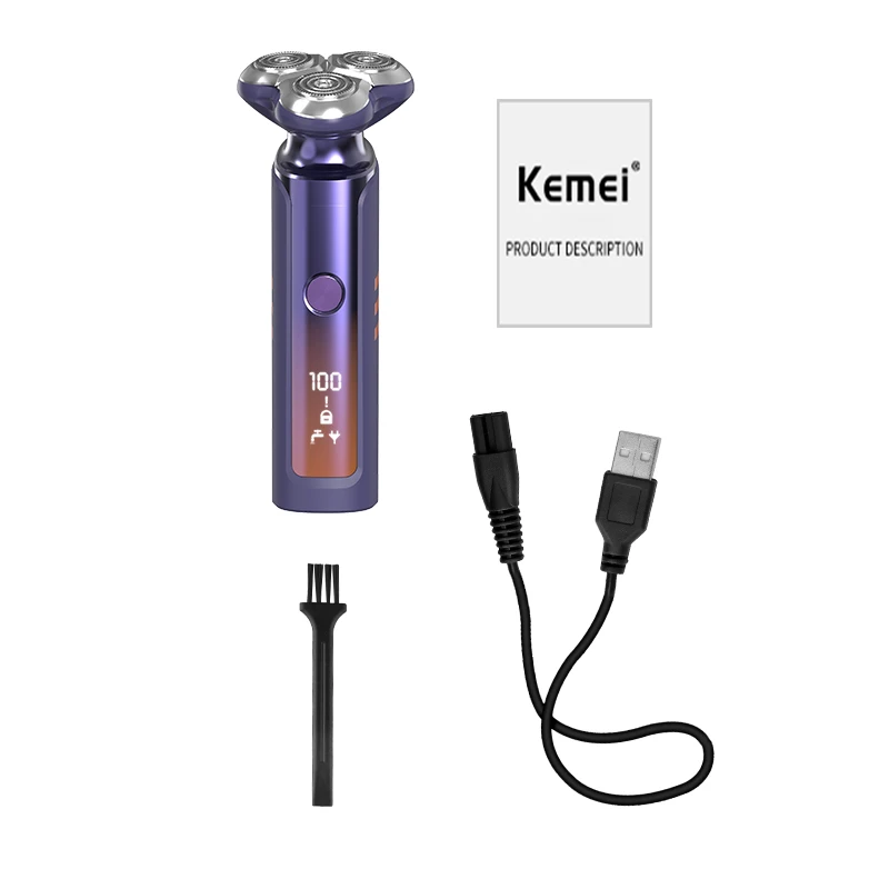 Kemei KM-1941 USB зарядка ЖК-дисплей электробритва уровень 6 водонепроницаемые мужские уход за кожей лица бритва с тройным