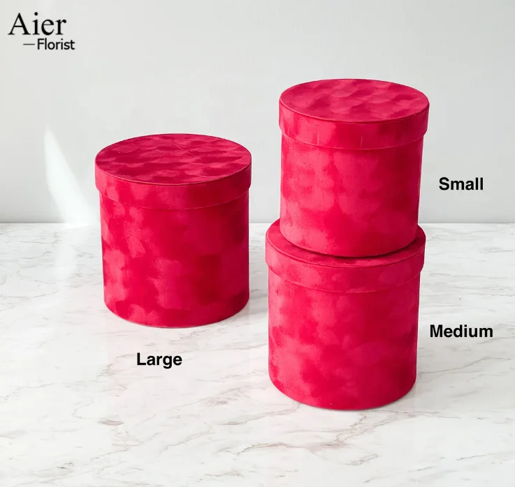 Aierflorist 3 шт. набор элегантные круглые бархатные цилиндрические Цветочные коробки с крышкой