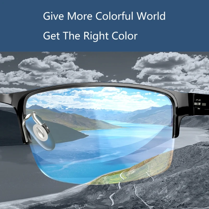2022 Fashion TR90 Half Frame Square Glasses Red Green Color Blindness Sunglasses Colorblind Glasses For Men