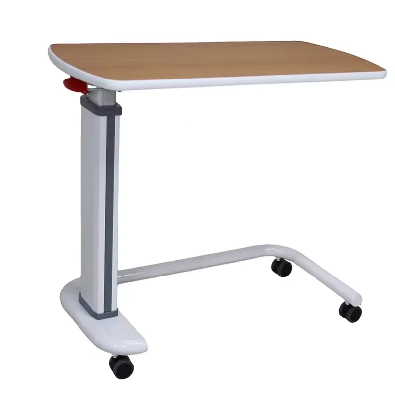Hospital bed tray movable adjustable height dining overbed manual lifting laptop computer abs overbed table