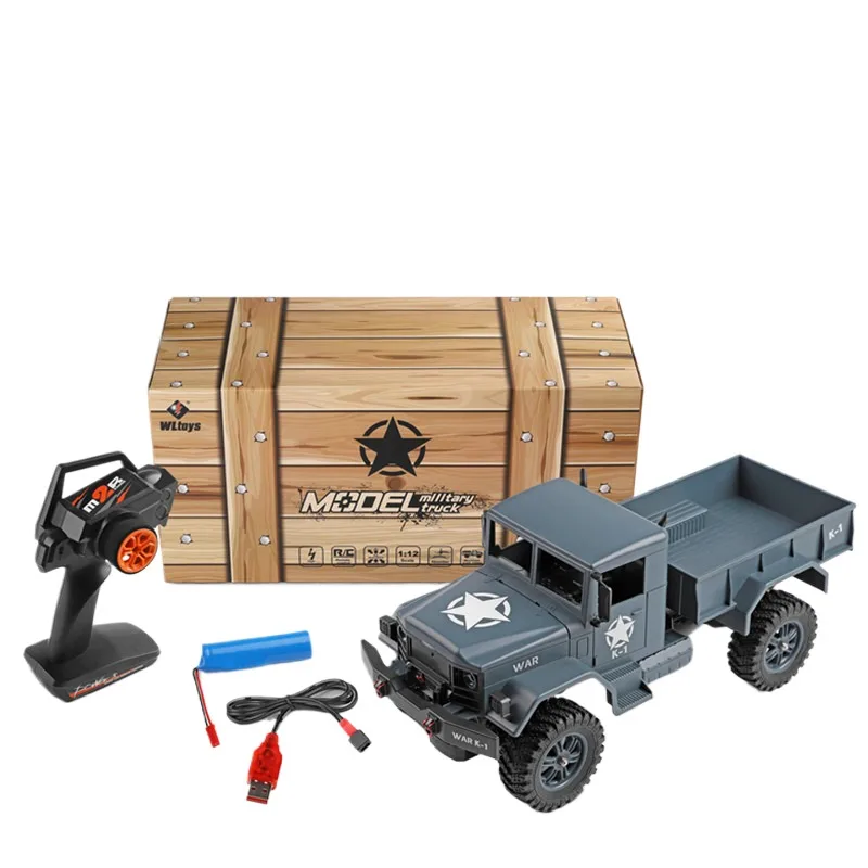 Wltoys 124301 Rc Car 1:12 2.4G 10km/h Electric Remote Control Four-drive Army Truck Simulation American Dodge Military Truck Toy
