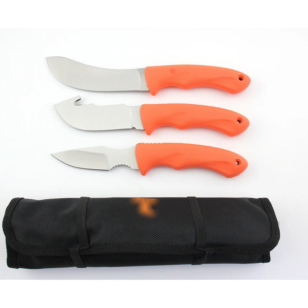 3Pcs Outdoor Survival Hunting Knife Stainless Steel Hunting Camping Knife Set
