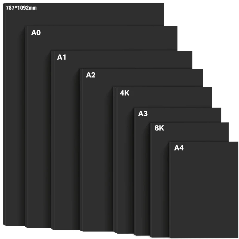 A0 A1 300gsm Black Cardstock Paper Sheets Thick DIY Drawing Cardstock Wholesale 250g Painting Paperboard Black Cardboard Paper