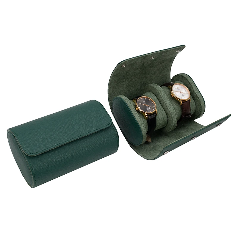 ready to ship Low Moq 2 slot travel watch roll case for men