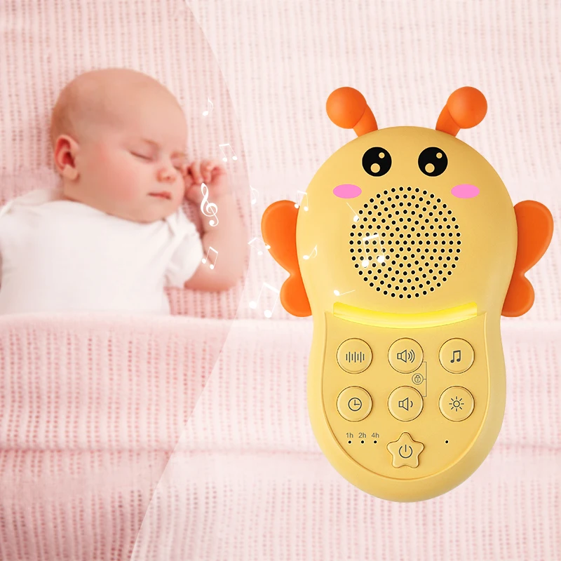 Portable Bee 16 Sounds Baby Sleep Therapy Sound Machine 1200 mAh Rechargeable Polymer Battery Powered Dimmable Warm Night Light