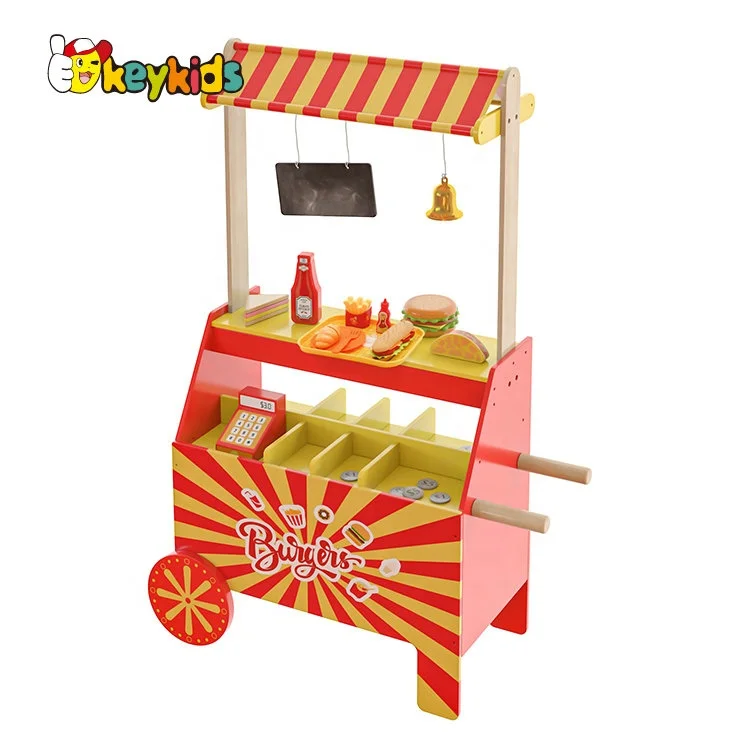 New pretend play burger sandwich shop wooden counter toy for kids W10A149