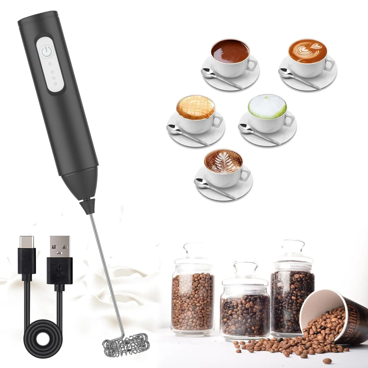 Milk Frother Handheld Coffee Whisk Mini Blender Electric Foamer Battery Operated Milk Frother