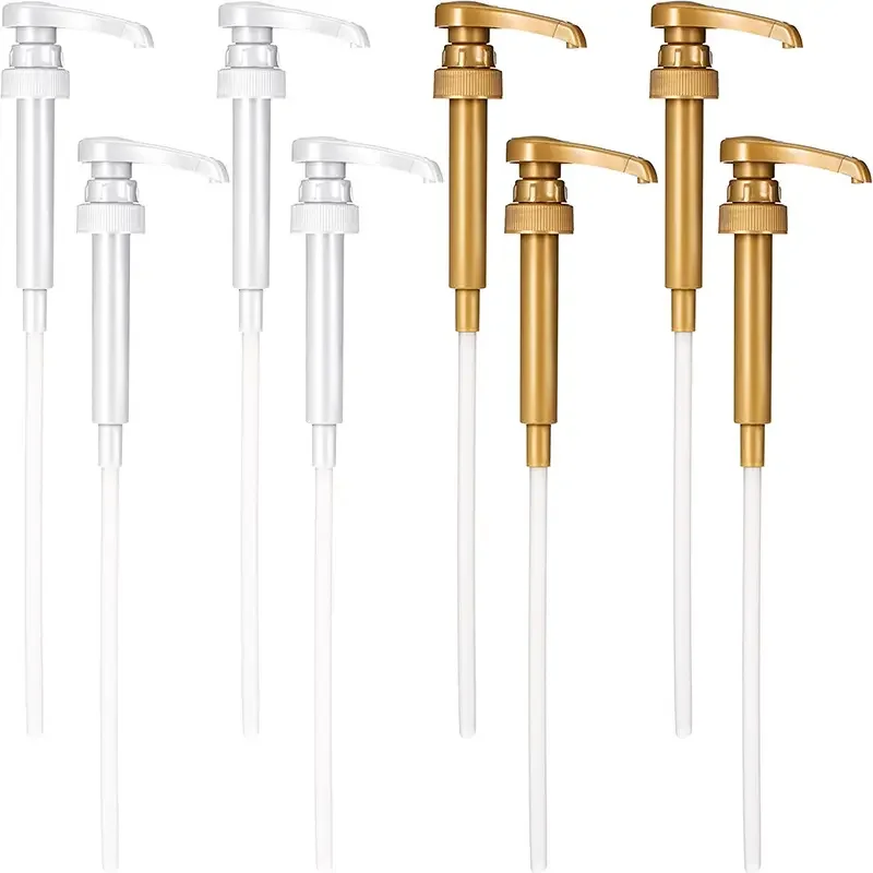 Professional Reusable 28/400 28mm Golden Black Plastic Treatment Dispenser Bottle Pump For Coffee Syrup Jam Sauce