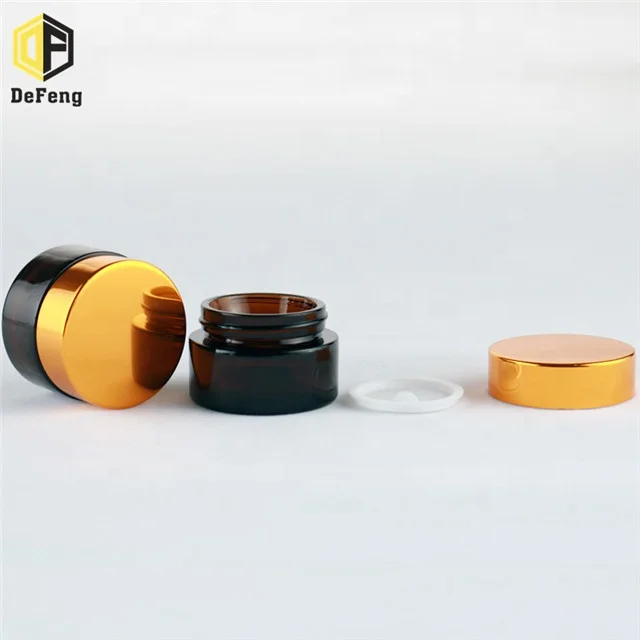 
Amber glass cream bottle with gold cap 20g 30g 50g 