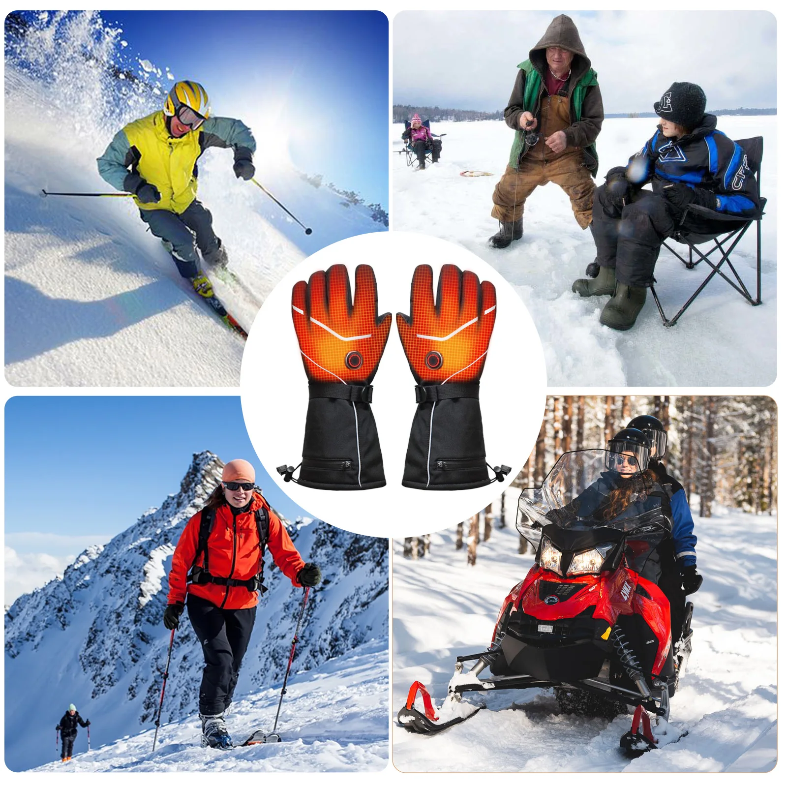5000mAh Battery Pair Heated Gloves Waterproof Thermal Indoor Outdoor  Heating Gloves  Hand Warmer for Men and Women